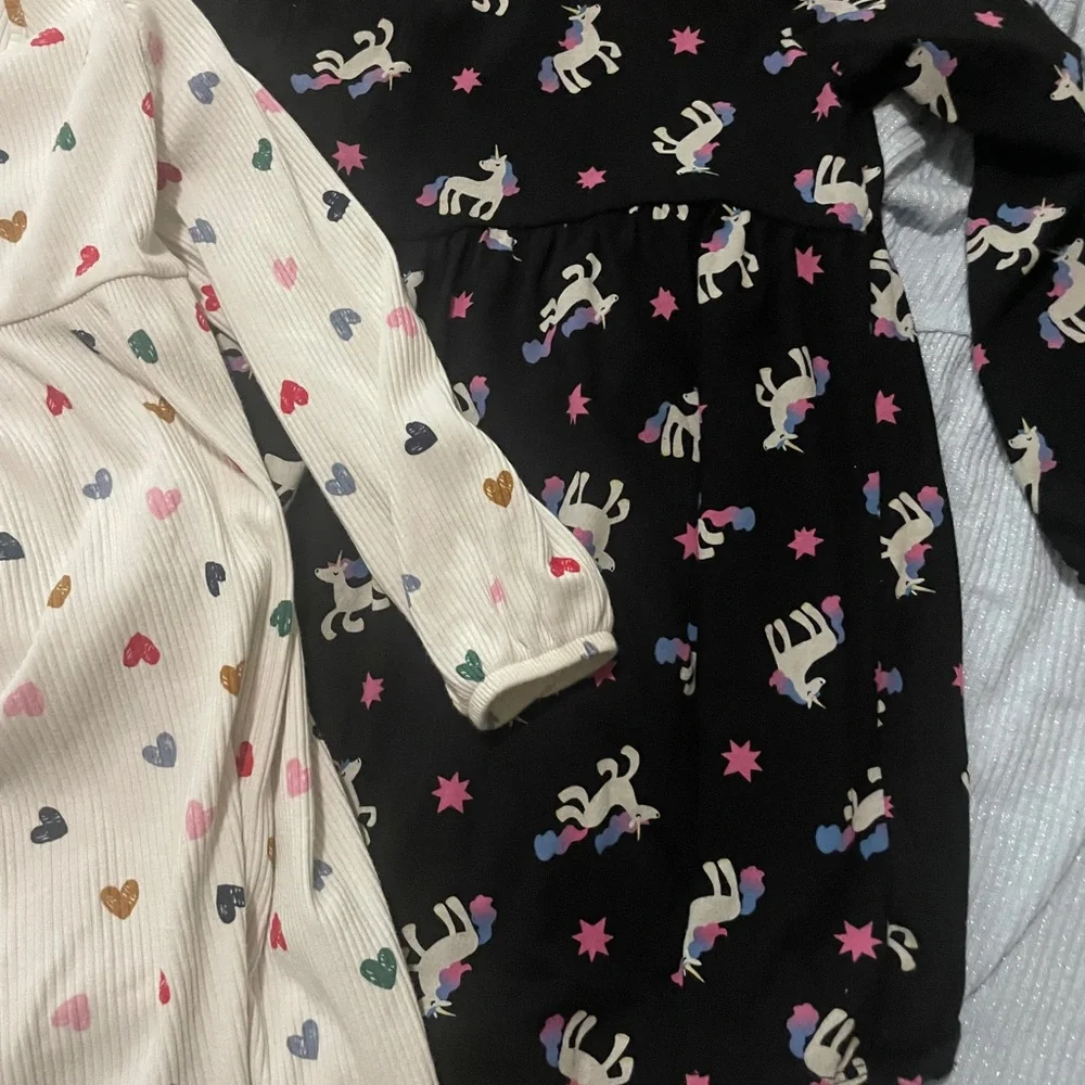 Old Navy Girls Long-Sleeve Knit Dress Set - White, Black, Light Blue